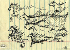 Breaching Hippocamp Concept Sketches - Magic the Gathering - Theros