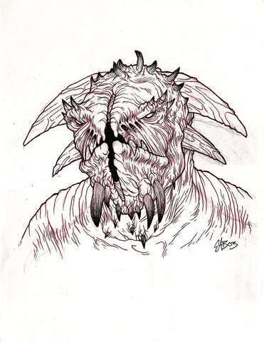 Grox'Lar Demon Concept - Original Angel Concept Art - Set of THREE Drawings