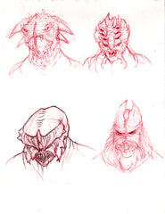 Grox'Lar Demon Concept - Original Angel Concept Art - Set of THREE Drawings