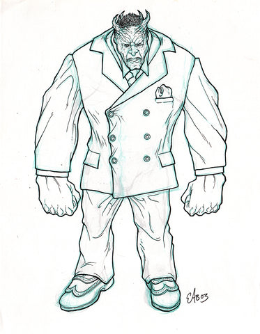 Lorne Hulk Concept - Original Angel Concept Art - Set of TWO Drawings